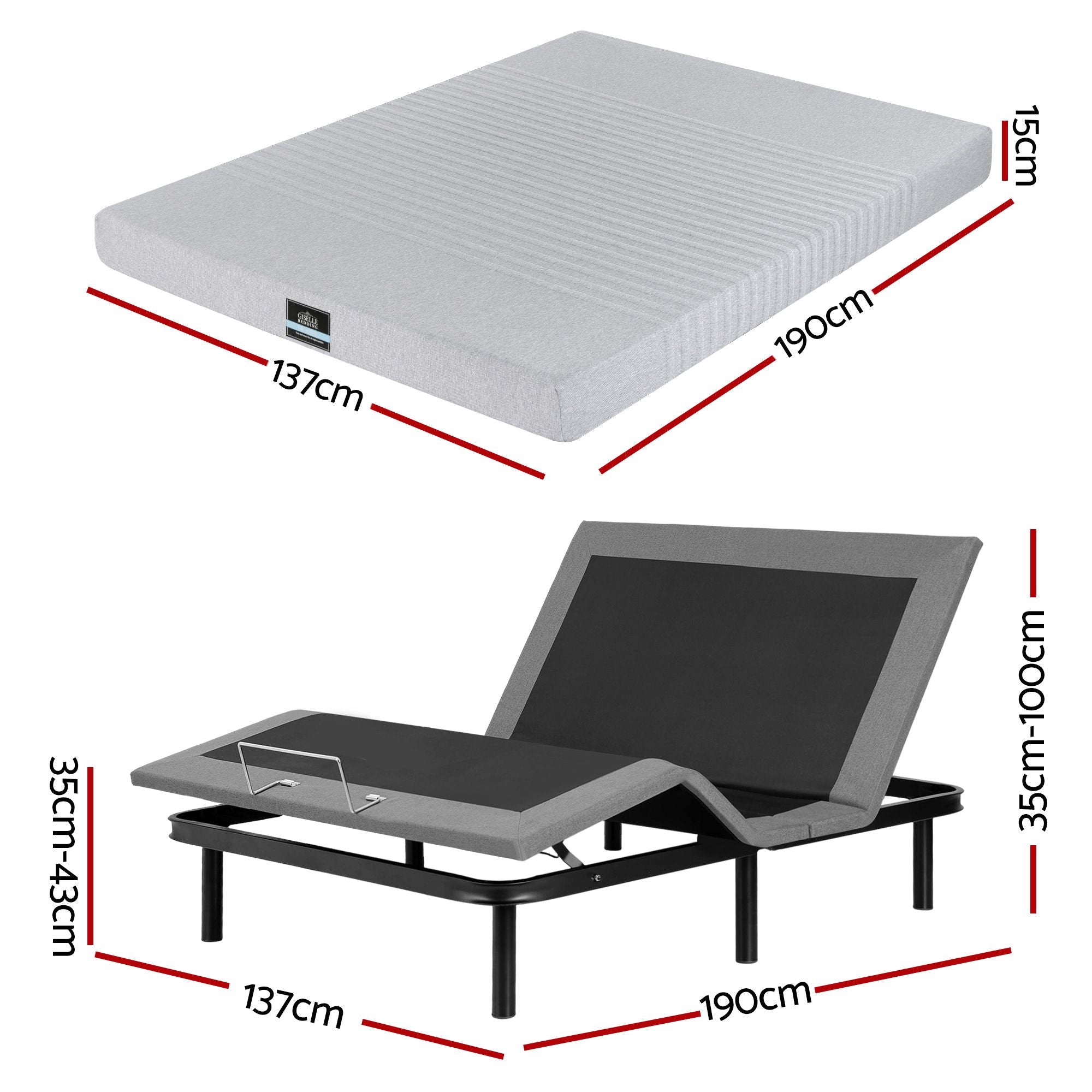 Electric Adjustable Double Bed Frame Mattress Set | Simplede