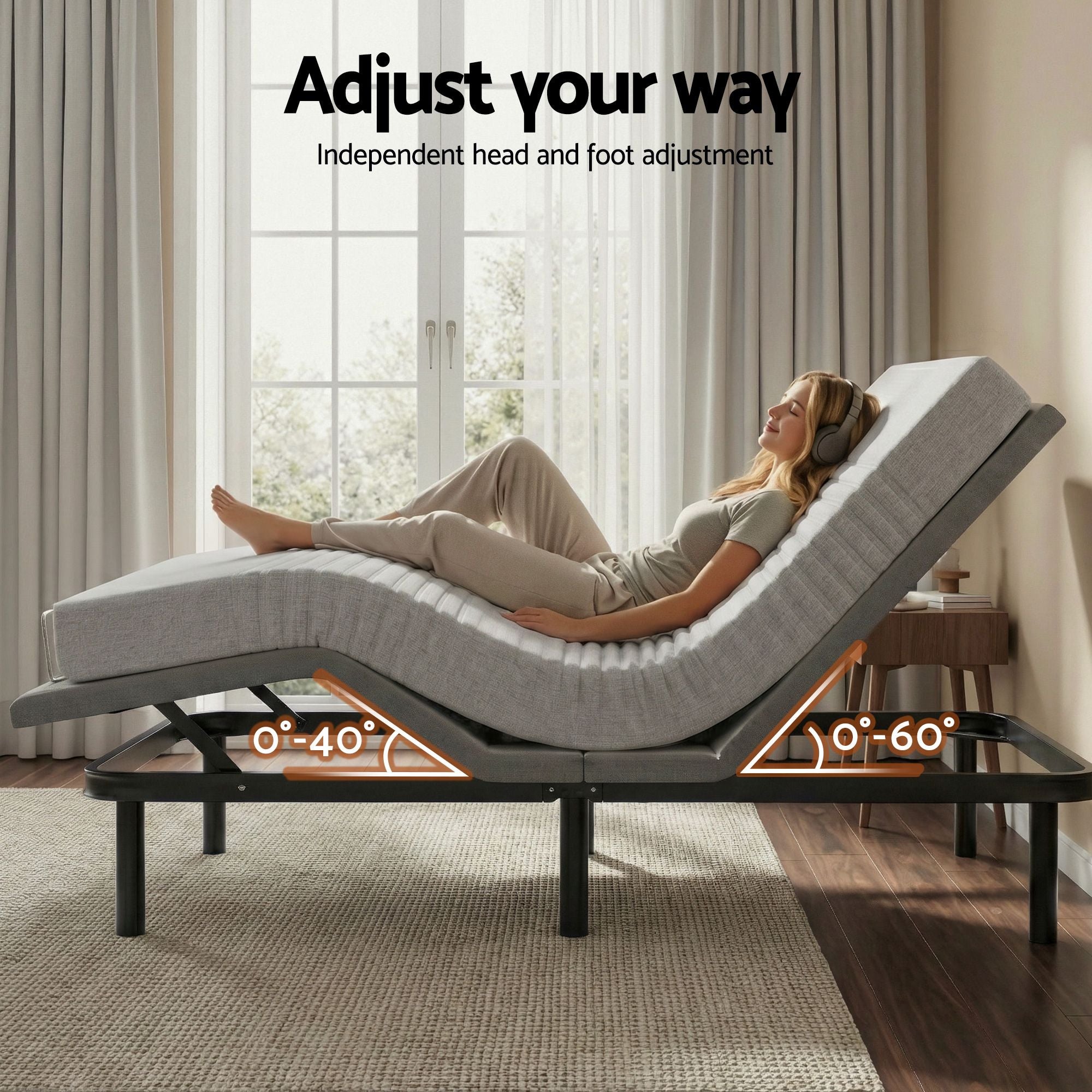 Electric Adjustable Double Bed Frame Mattress Set | Simplede