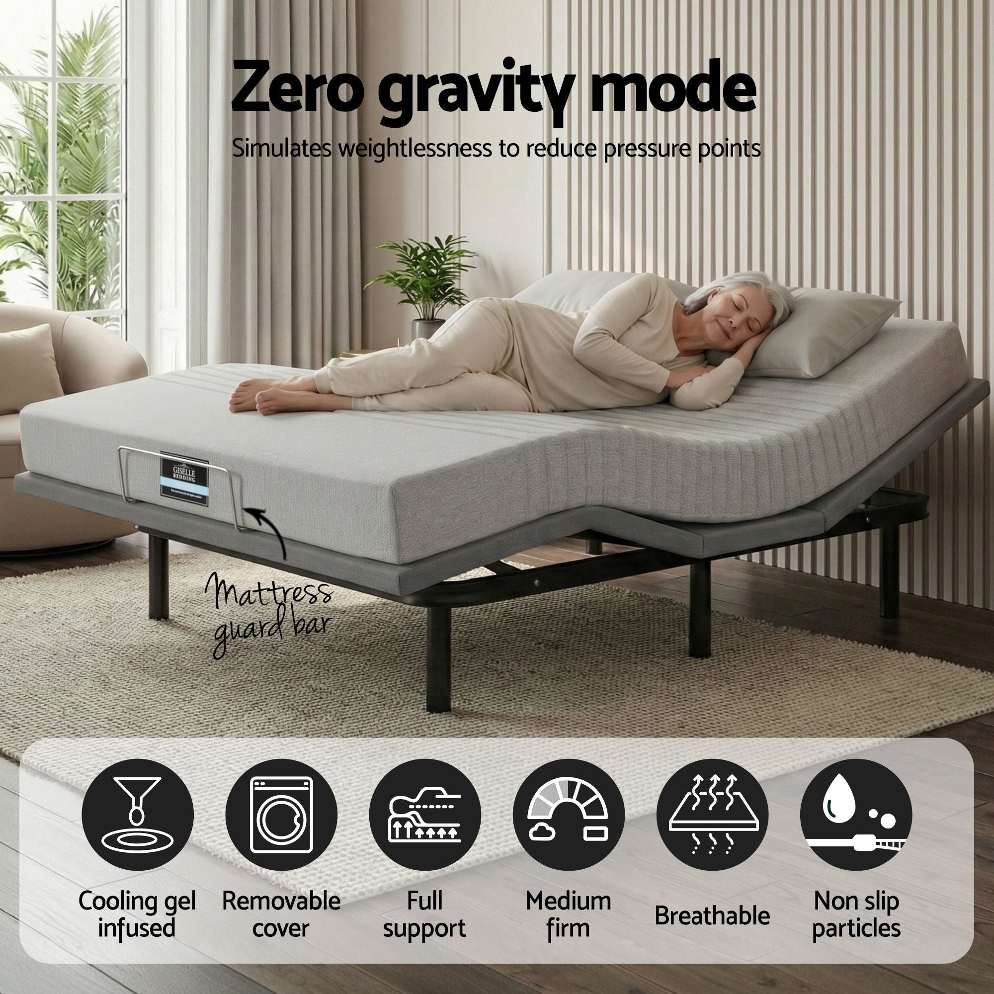 Electric Adjustable Double Bed Frame Mattress Set | Simplede