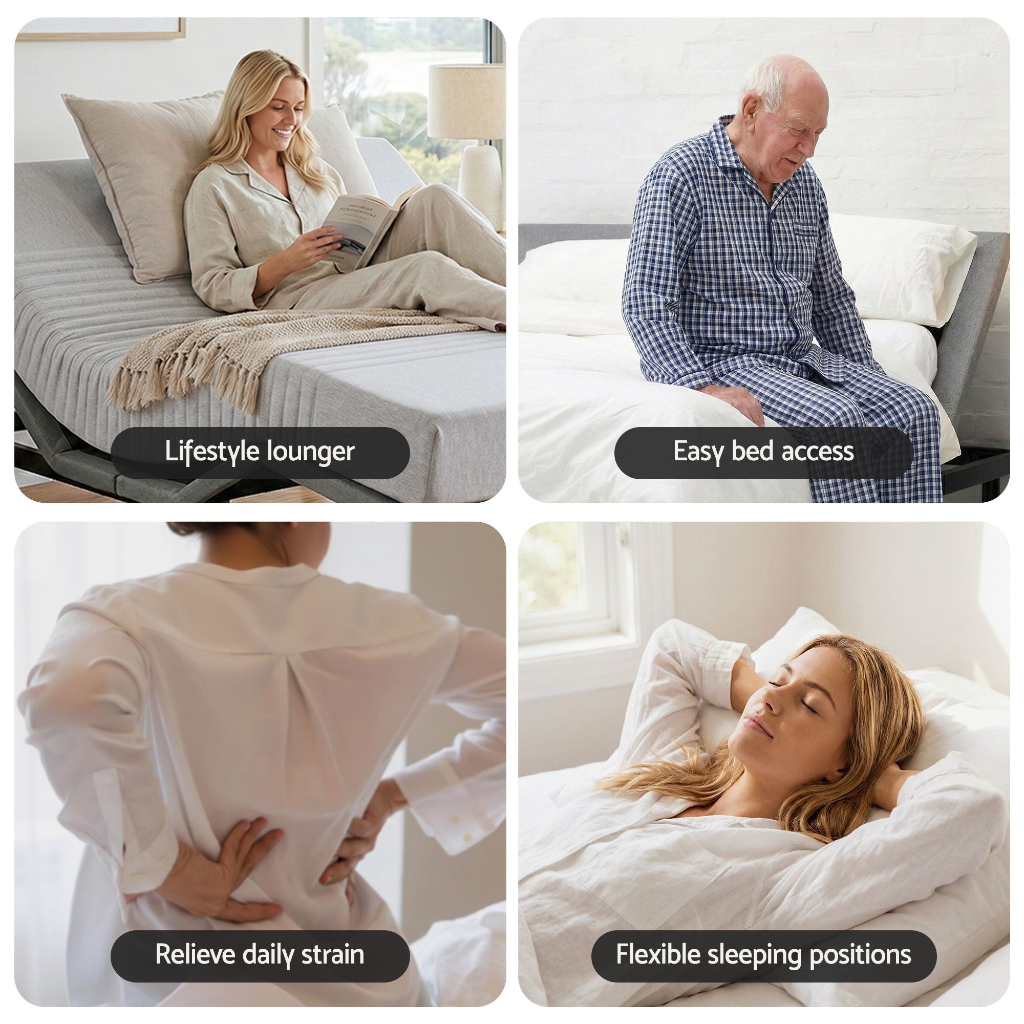 Electric Adjustable Double Bed Frame Mattress Set | Simplede