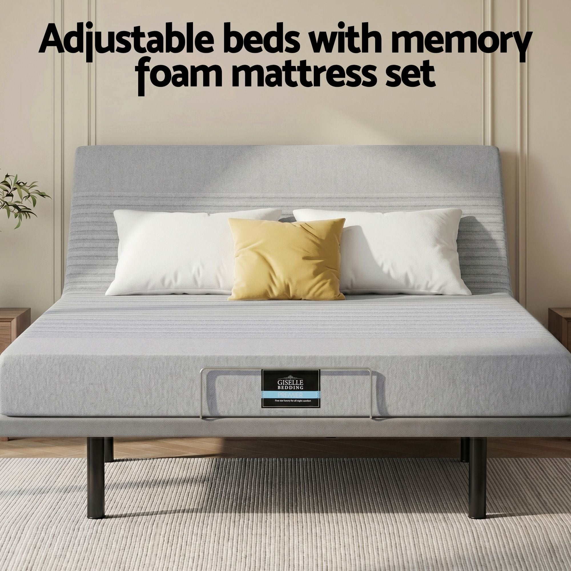 Electric Adjustable Double Bed Frame Mattress Set | Simplede