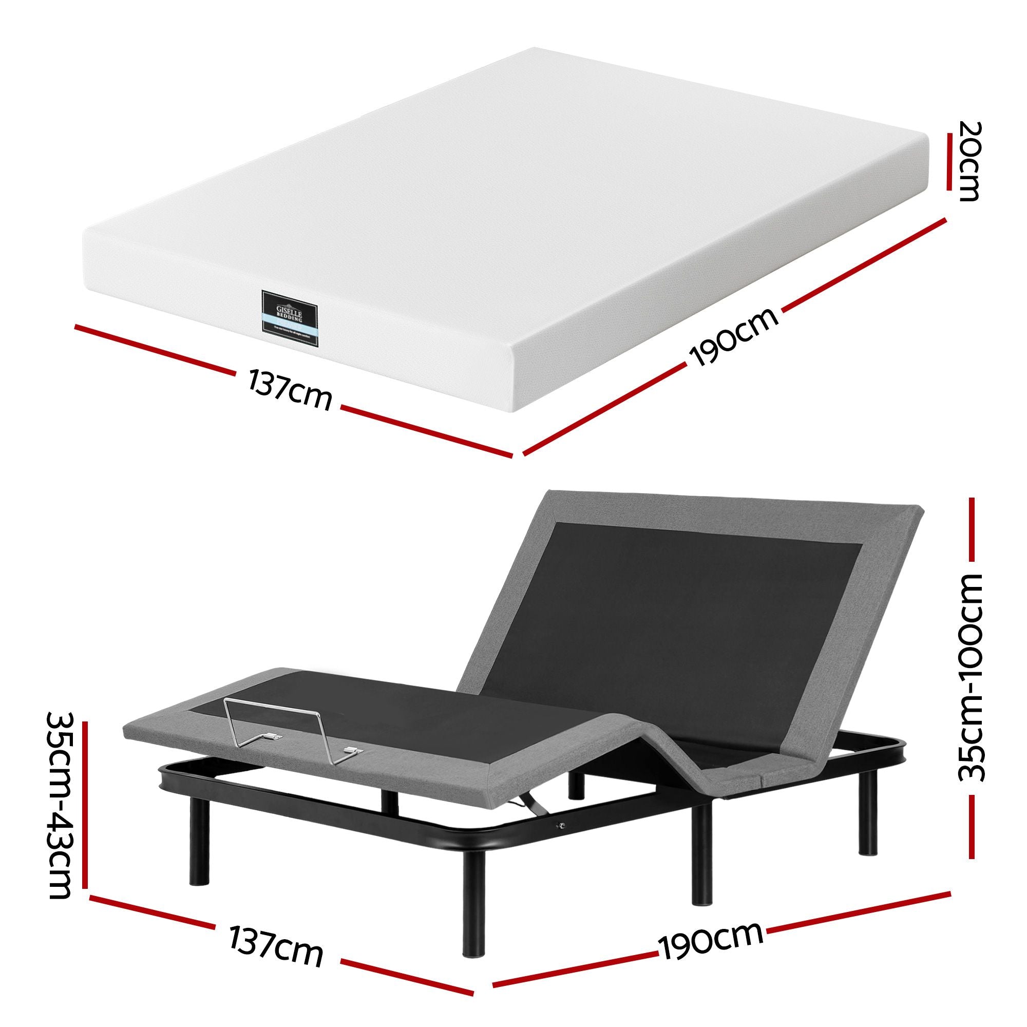 Double Adjustable Bed Base Mattress Combo | Simpledeals