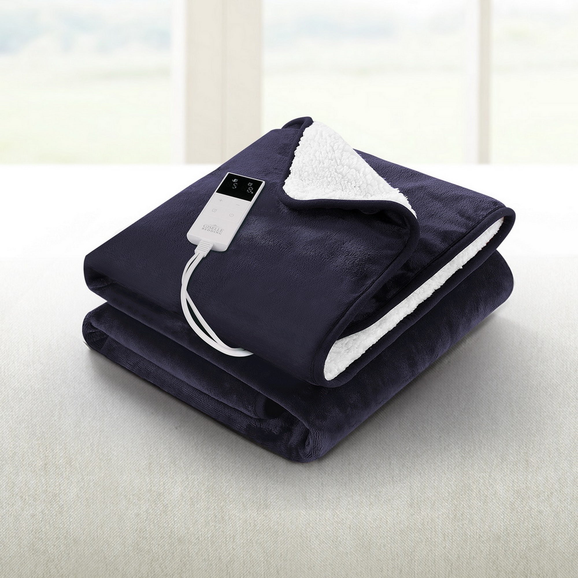 Electric Throw Rug Heated Blanket Charcoal/Green