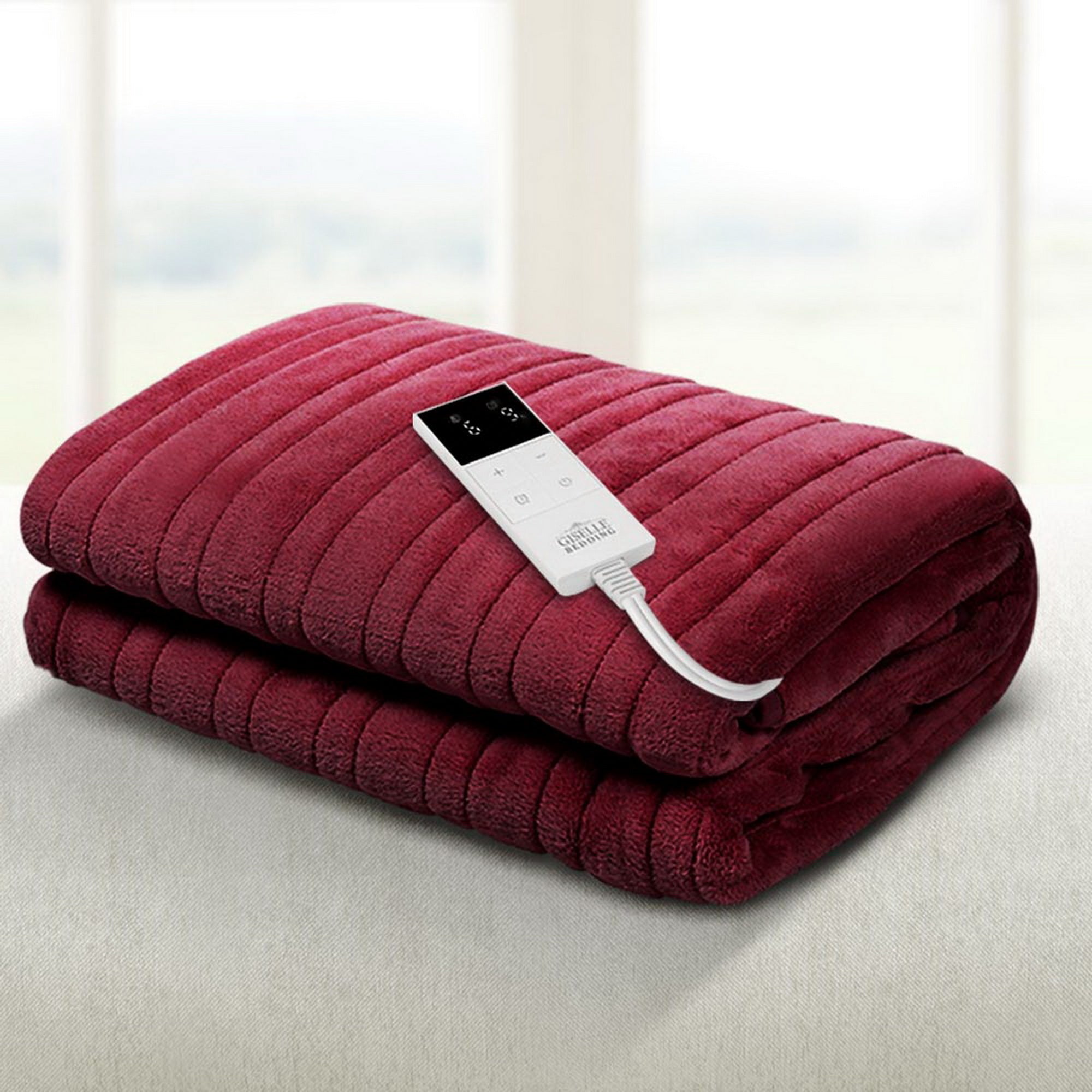 Electric Heated Throw Rug Fleece Blanket Red Cozy Warmer