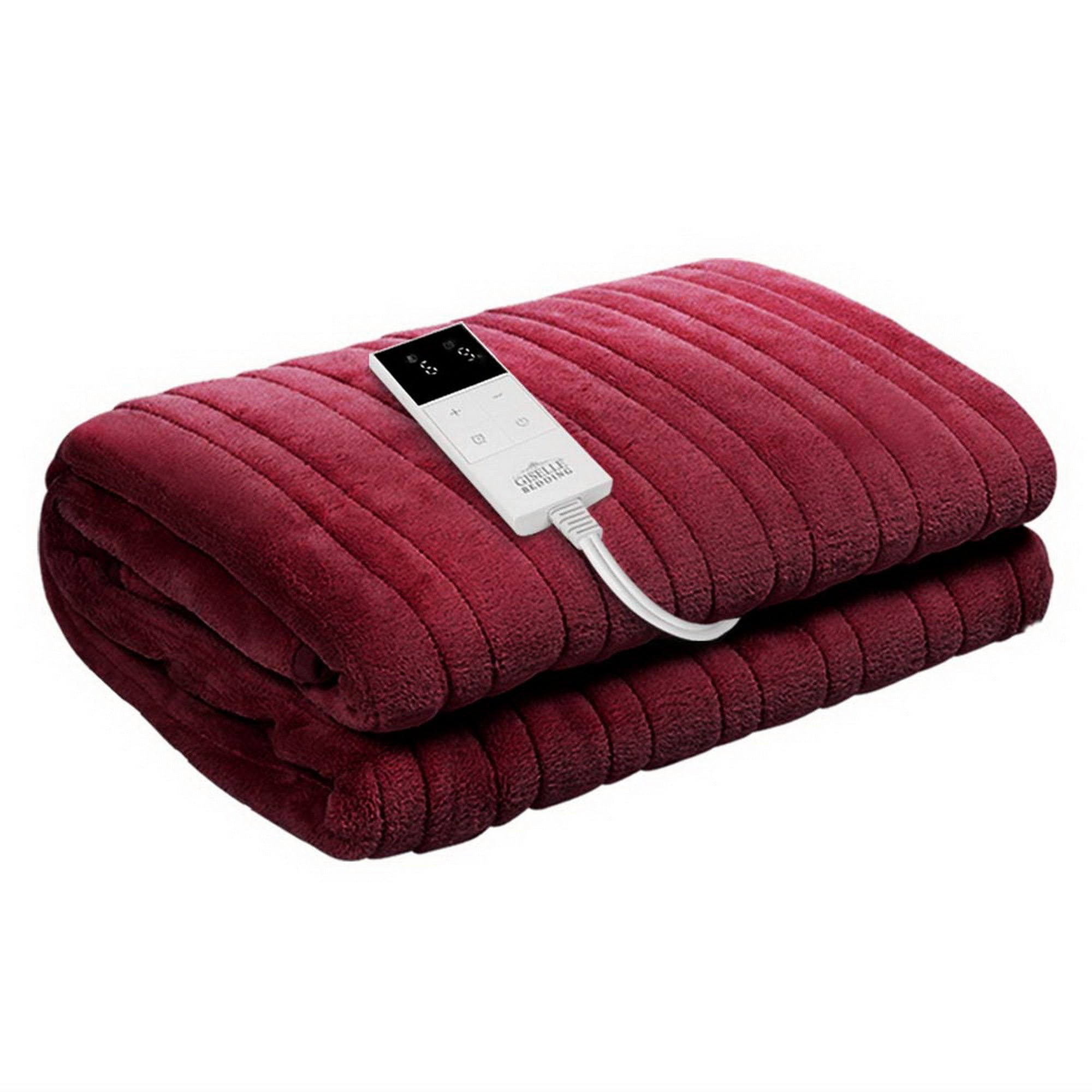 Electric Heated Throw Rug Fleece Blanket Red Cozy Warmer