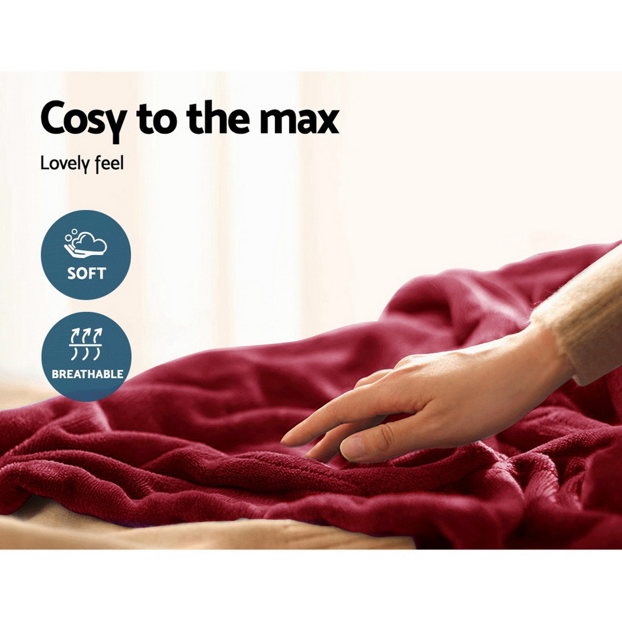 Electric Heated Throw Rug Fleece Blanket Red Cozy Warmer
