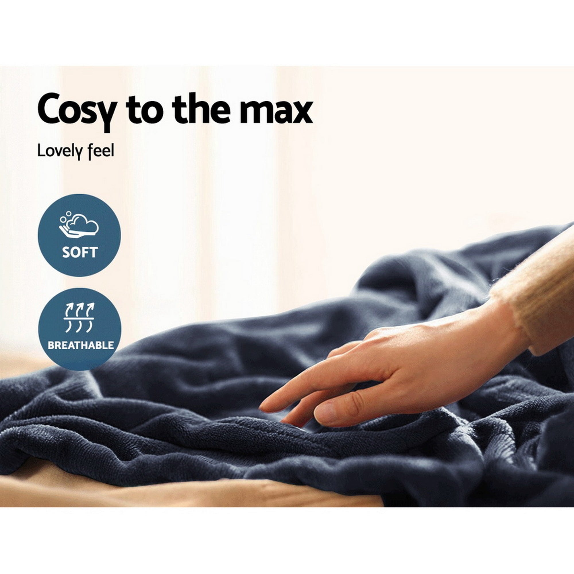 Heated Electric Throw Rug Fleece Sunggle Blanket Washable Charcoal