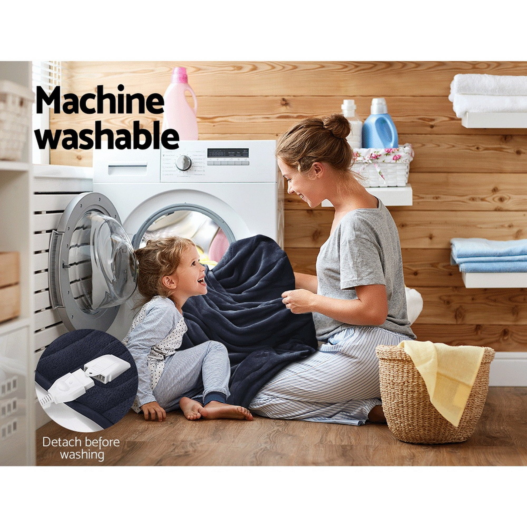 Heated Electric Throw Rug Fleece Sunggle Blanket Washable Charcoal