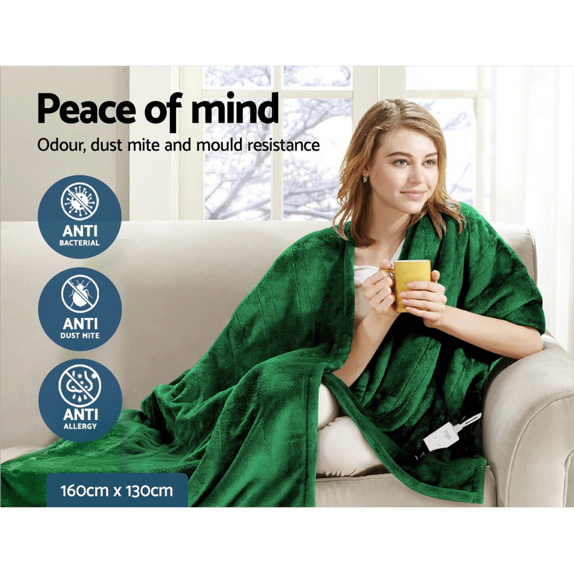 Electric Throw Rug Heated Blanket Washable Snuggle Flannel Winter