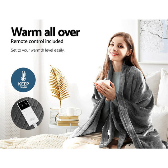 Heated Electric Throw Sunggle Blanket Washable Silver