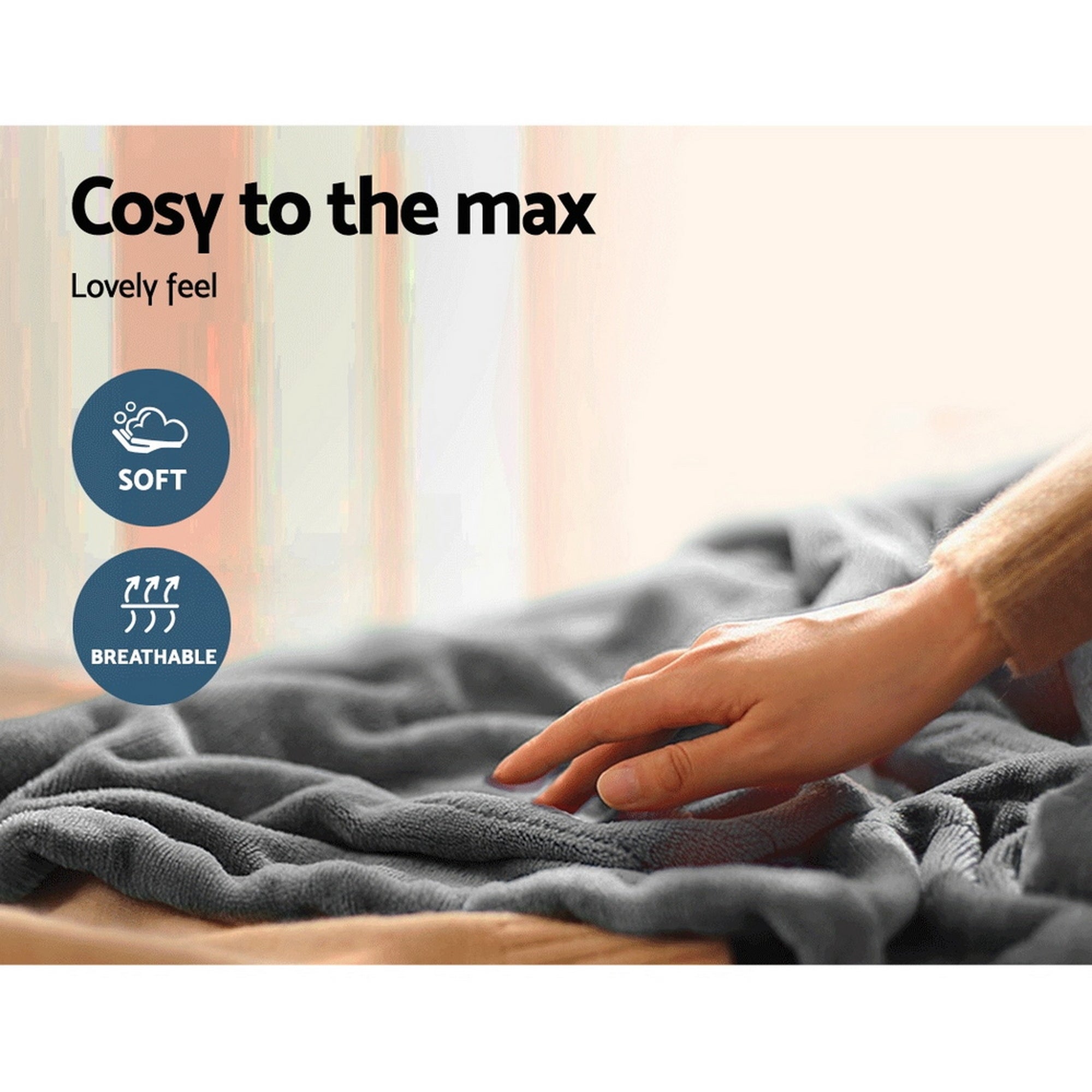 Heated Electric Throw Rug Fleece Sunggle Blanket Washable Silver