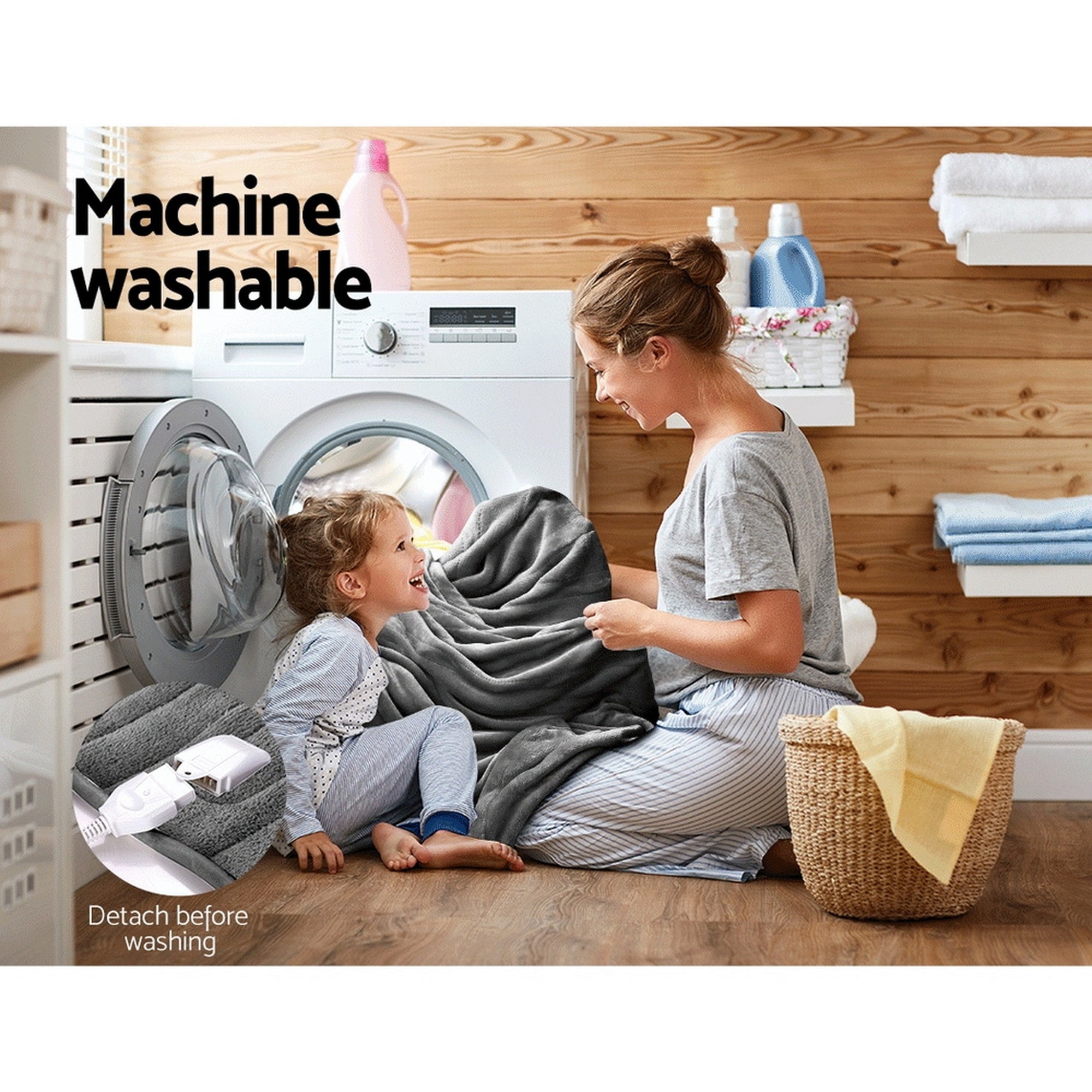 Heated Electric Throw Rug Fleece Sunggle Blanket Washable Silver