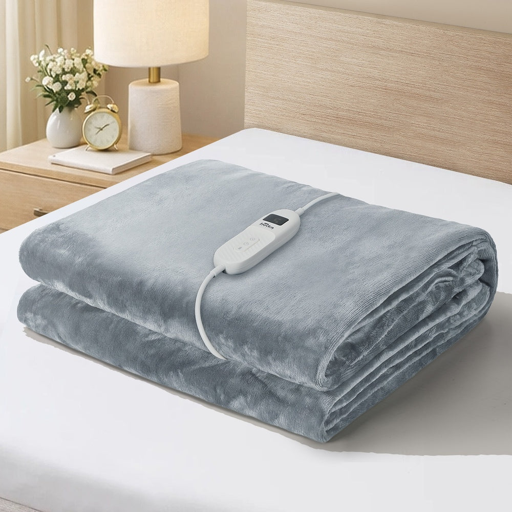 Bedding Electric Throw Rugleece Light Grey Washable 160x130cm