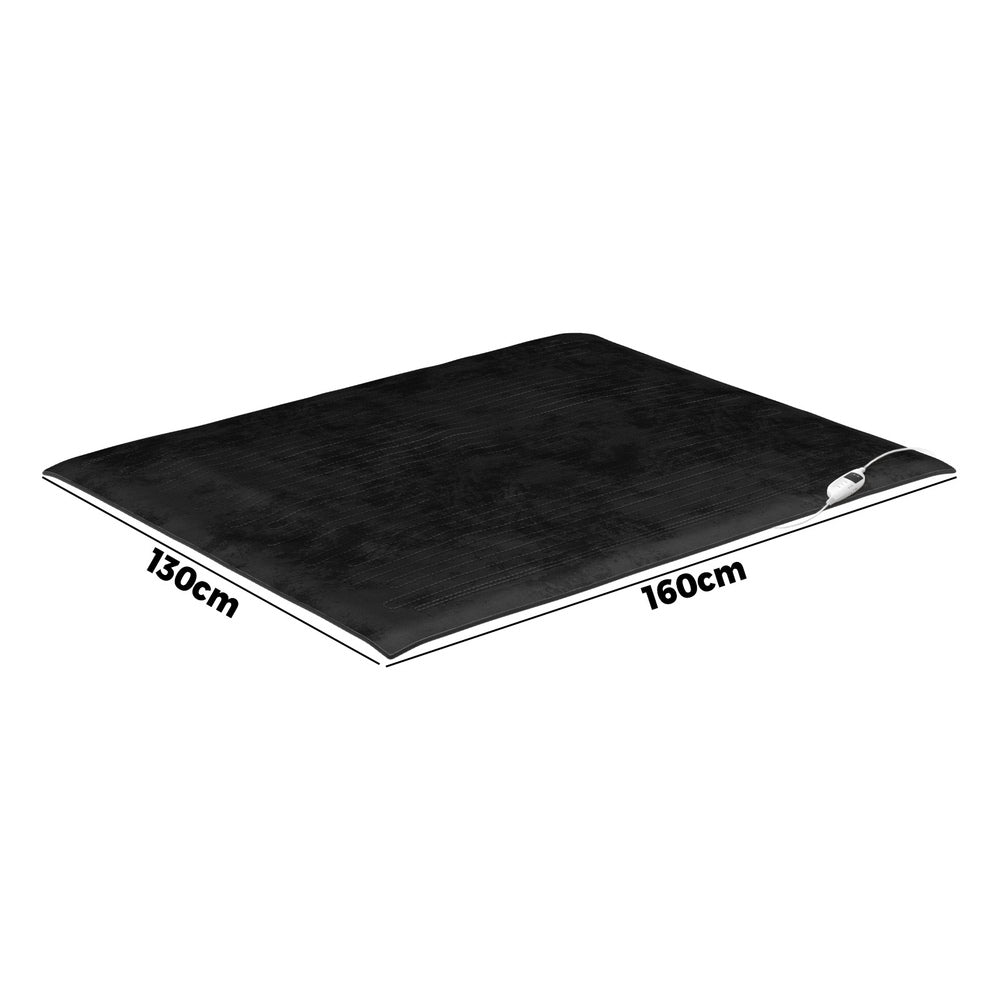 Washable Electric Heated Throw Rug Flannel Fleece Sherpa Black