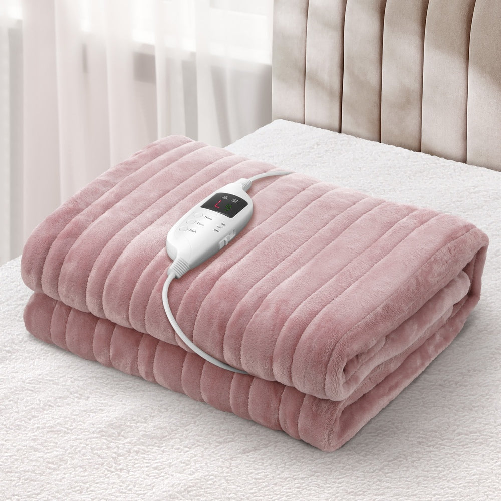 Washable Electric Heated Throw Rug Flannel Fleece Sherpa Black