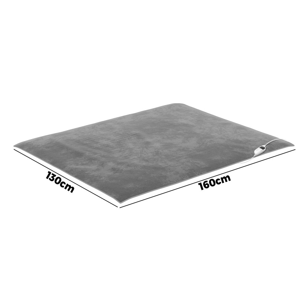 Washable Electric Heated Throw Rug Flannel Fleece Sherpa Black