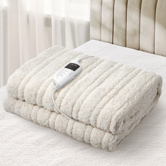 Washable Electric Heated Throw Rug Flannel Fleece Sherpa