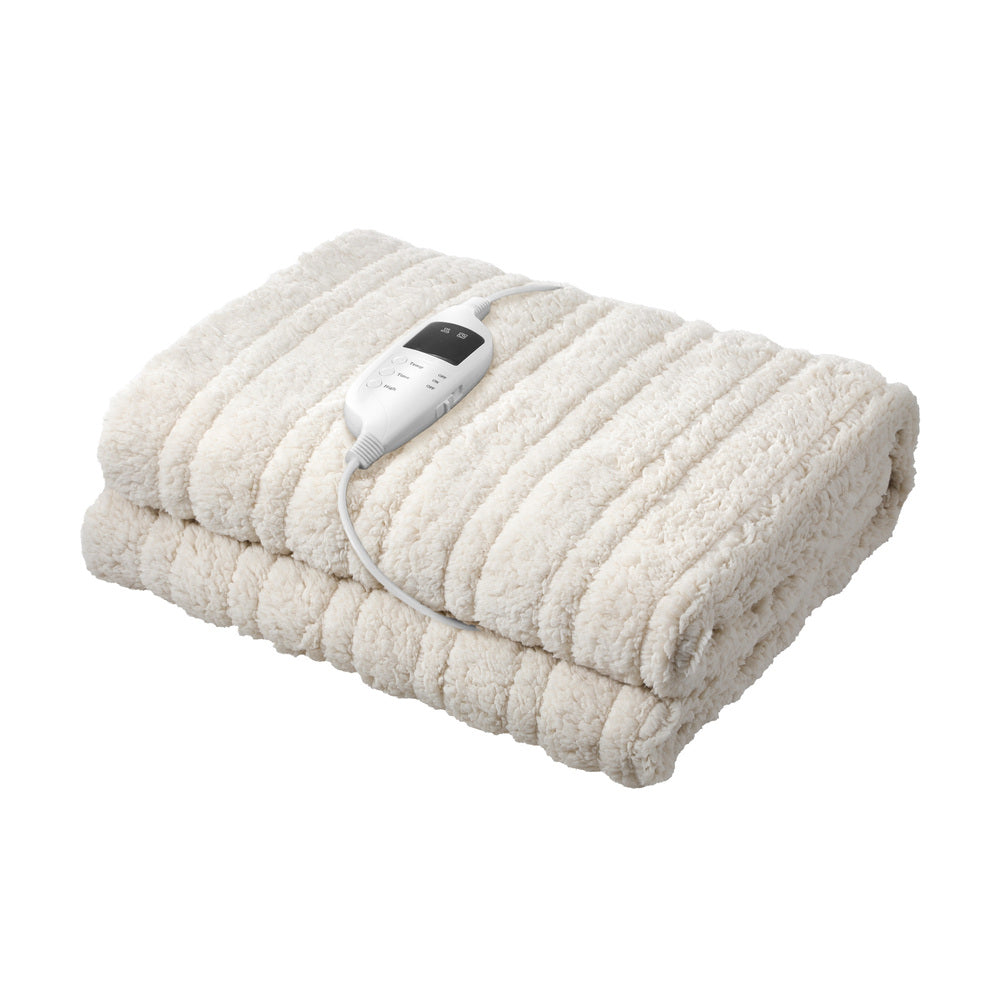Washable Electric Heated Throw Rug Flannel Fleece Sherpa Black