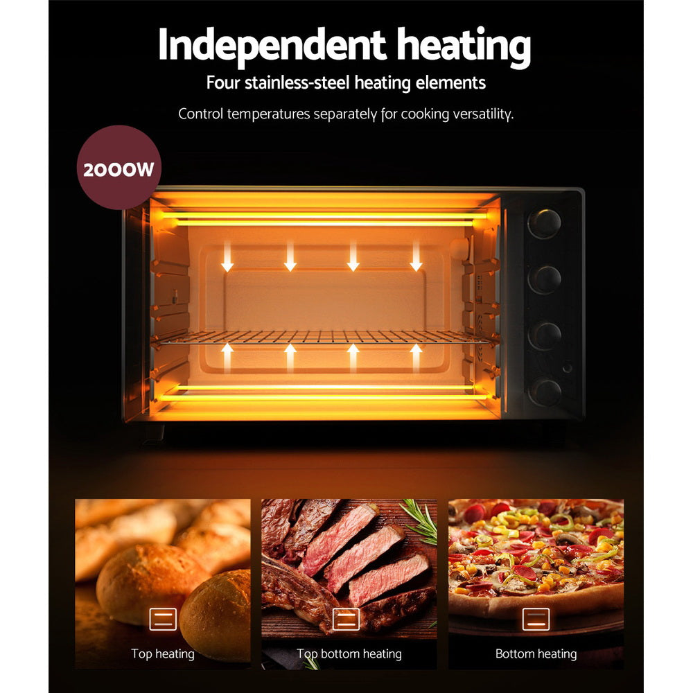 Large 60L Electric Convection Oven with Rotisserie & Timer Control