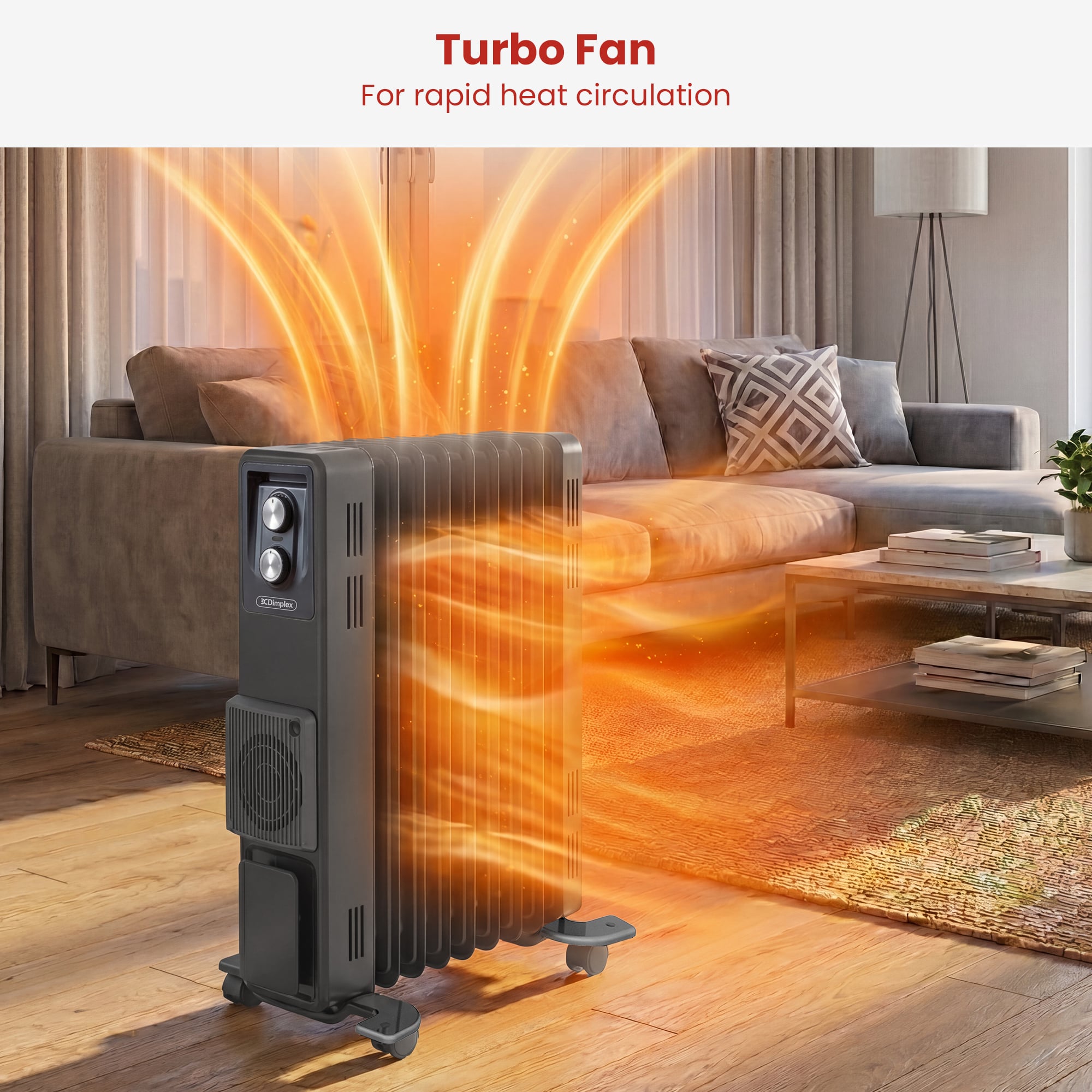 1.5kW Oil Free Column Heater 5 Fin Turbo Fan | Simpledeals