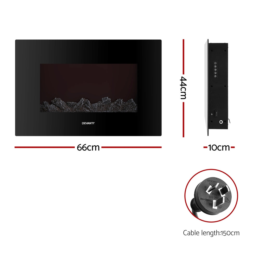Electric Fireplace Fire Heater 2000W Black | Black colour