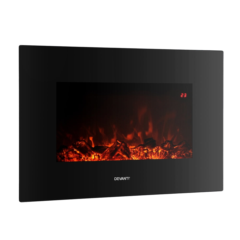 Electric Heaters - Electric Fireplace Fire Heater 2000W Black