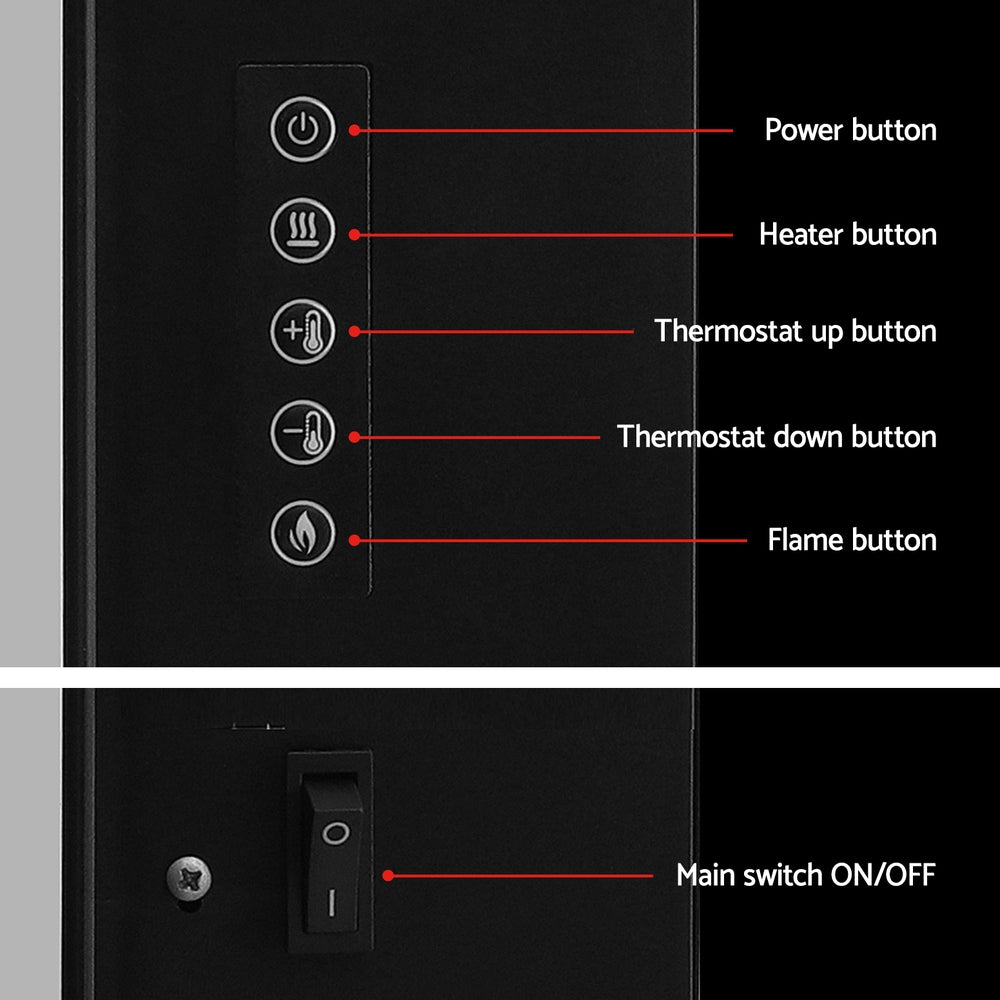 Electric Fireplace Fire Heater 2000W Black | Electric Heaters