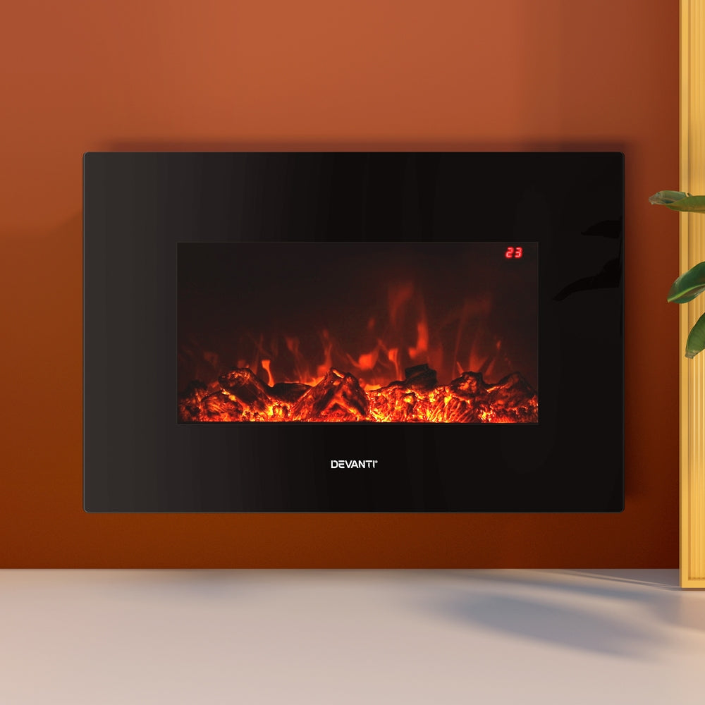 Electric Fireplace Fire Heater 2000W Black | 2000W