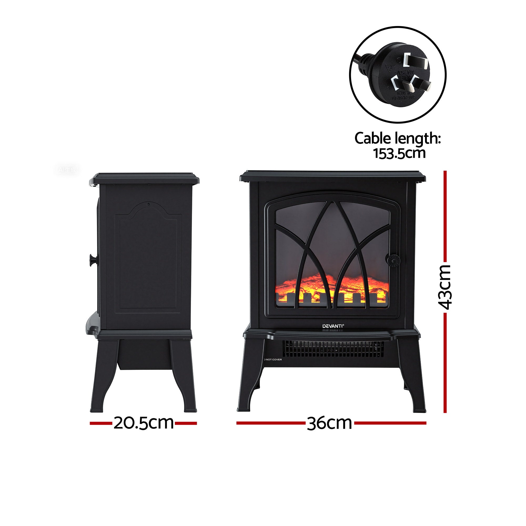 Devanti 2000W Electric Fireplace Heater Stove | Simpledeals