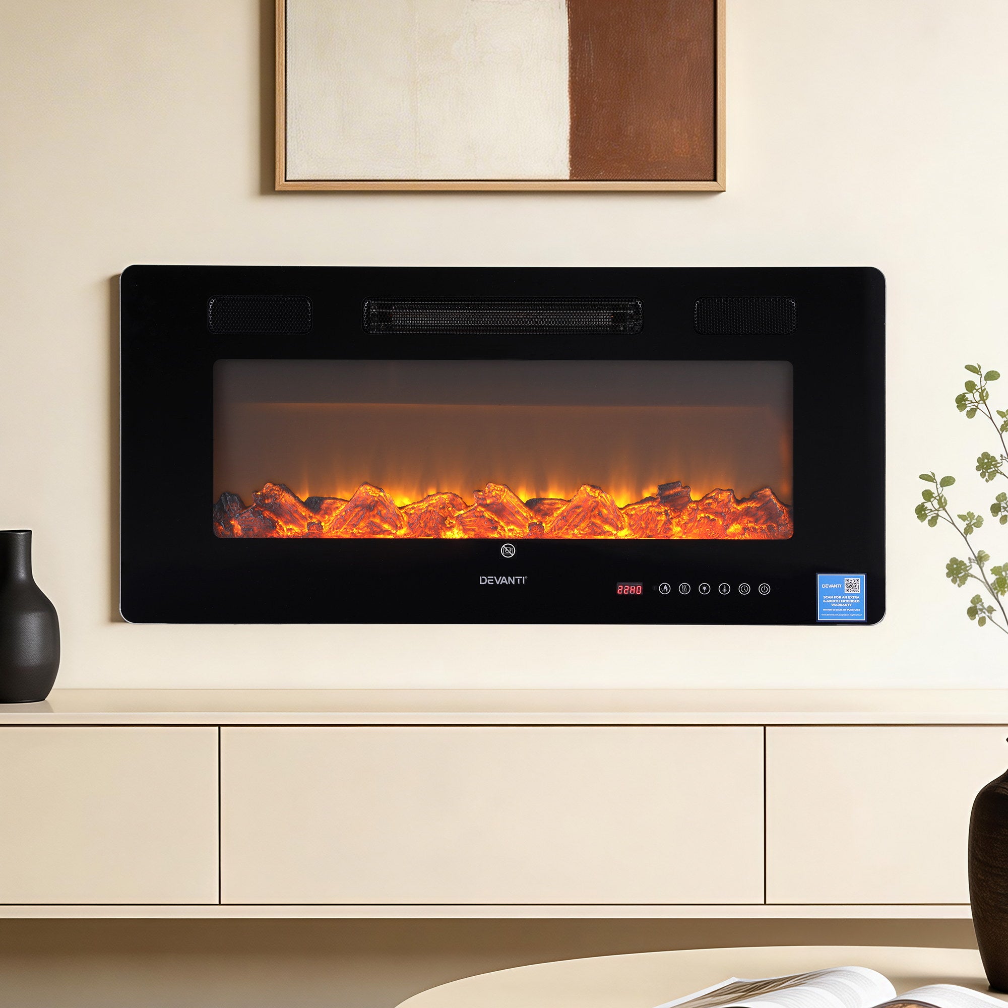 Electric Fireplace Wall Mounted 1800W Remote Control
