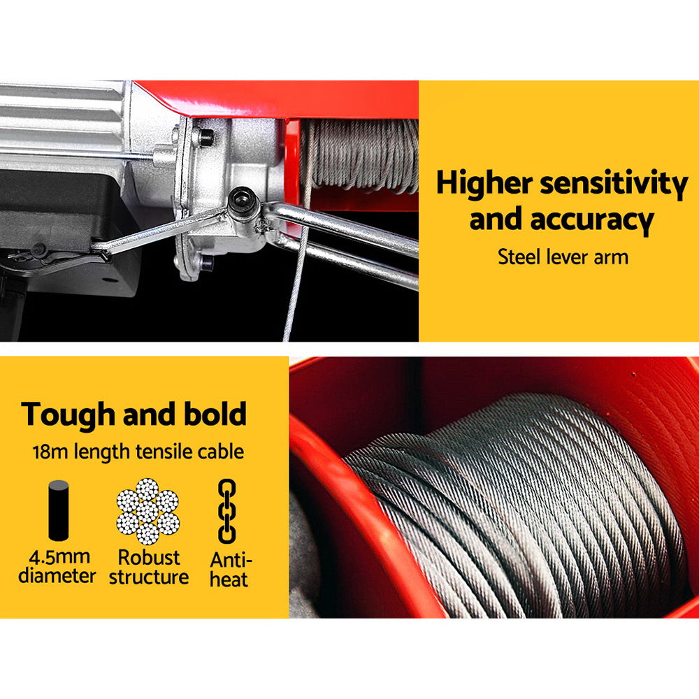 Electric Hoist Winch 300/600kg 18m Cable Remote Control Lifting Tool