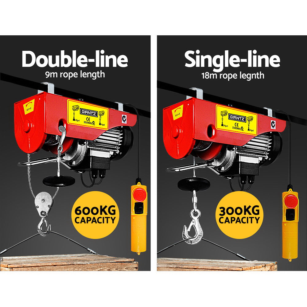 Electric Hoist Winch 300/600kg 18m Cable Remote Control Lifting Tool
