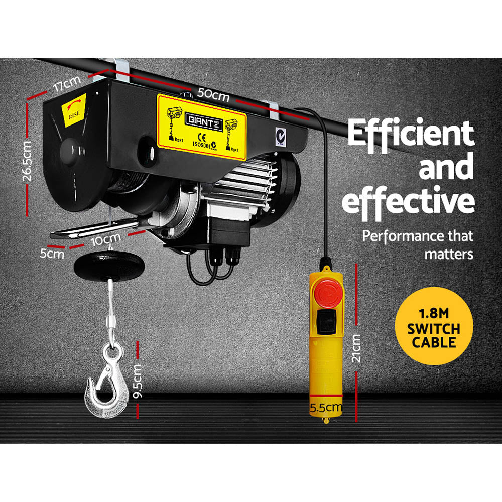 Electric Hoist Winch 1000KG 20M Cable Remote Lift Tool