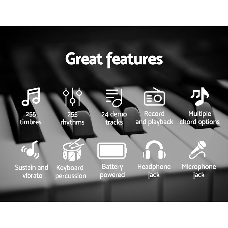 61 Keys Electronic Piano Keyboard Digital Electric W/ Stand Beginner Black - Musical Keyboards