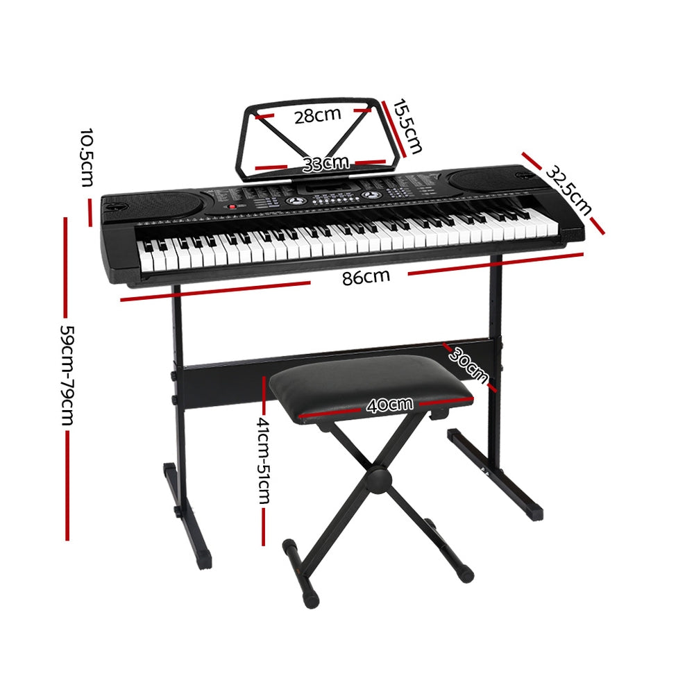 61 Keys Electronic Piano Keyboard Digital Electric W/ Stand Stool Black