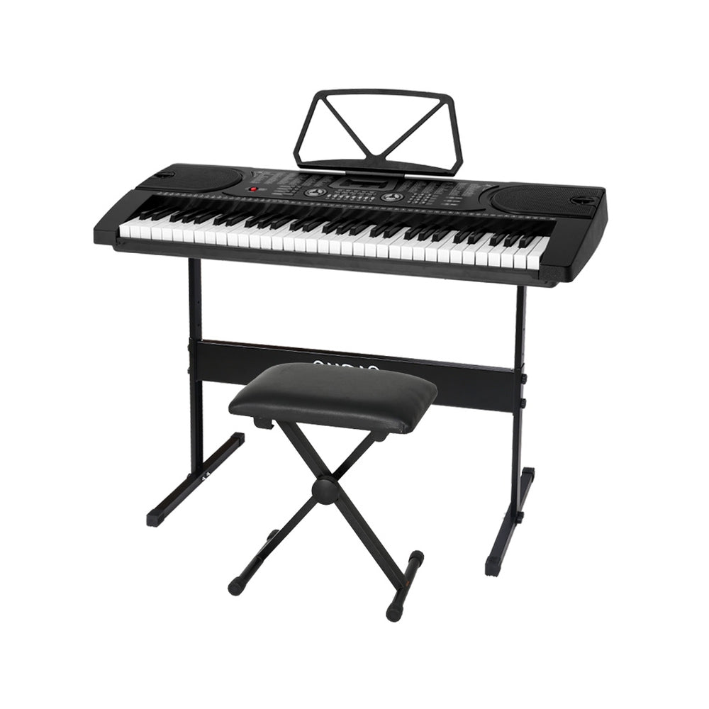 61 Keys Electronic Piano Keyboard Digital Electric W/ Stand Stool Black
