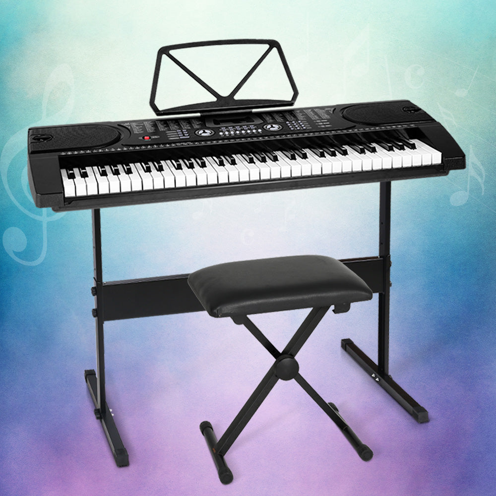 61 Keys Electronic Piano Keyboard Digital Electric W/ Stand Stool Black