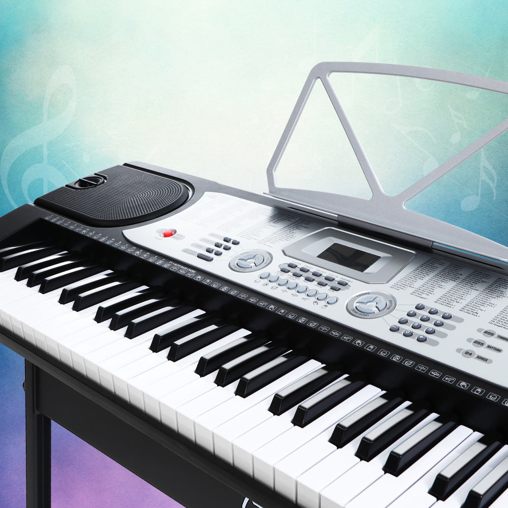 61 Keys Electronic Piano Keyboard Digital Electric W/ Stand Beginner Silver