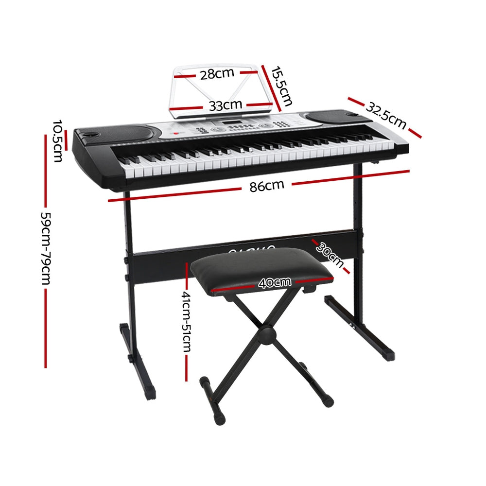 61 Keys Electronic Piano Keyboard Digital Electric W/ Stand Stool Silver