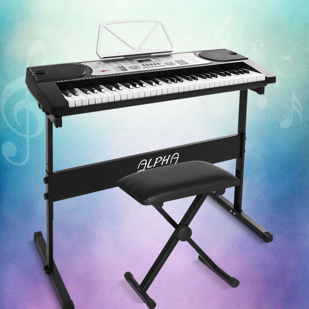 61 Keys Electronic Piano Keyboard Digital Electric W/ Stand Stool Silver