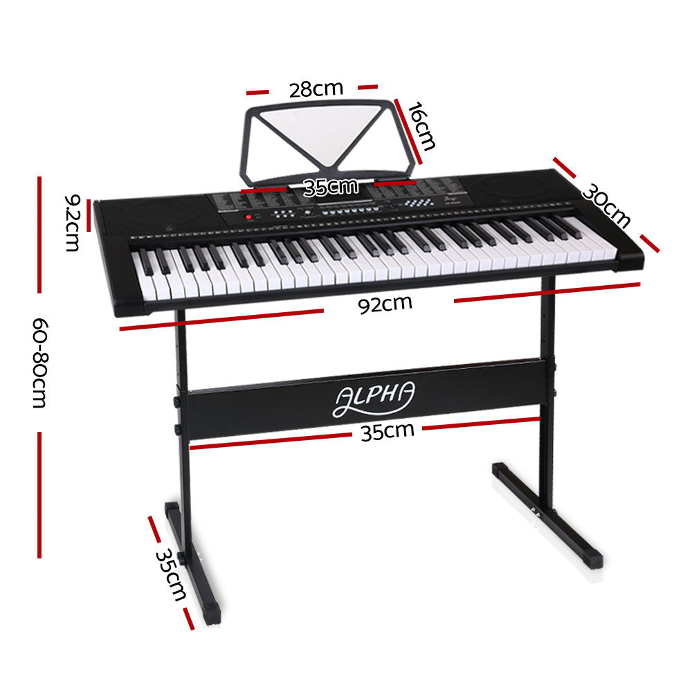 Alpha 61 Keys Electronic Piano Keyboard LED Electric w/Holder Music Stand USB Port
