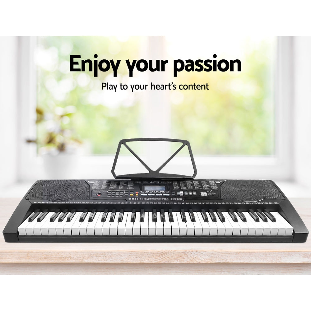 61 Keys Electronic Piano Keyboard Digital Electric W/ Stand Stool Lighted