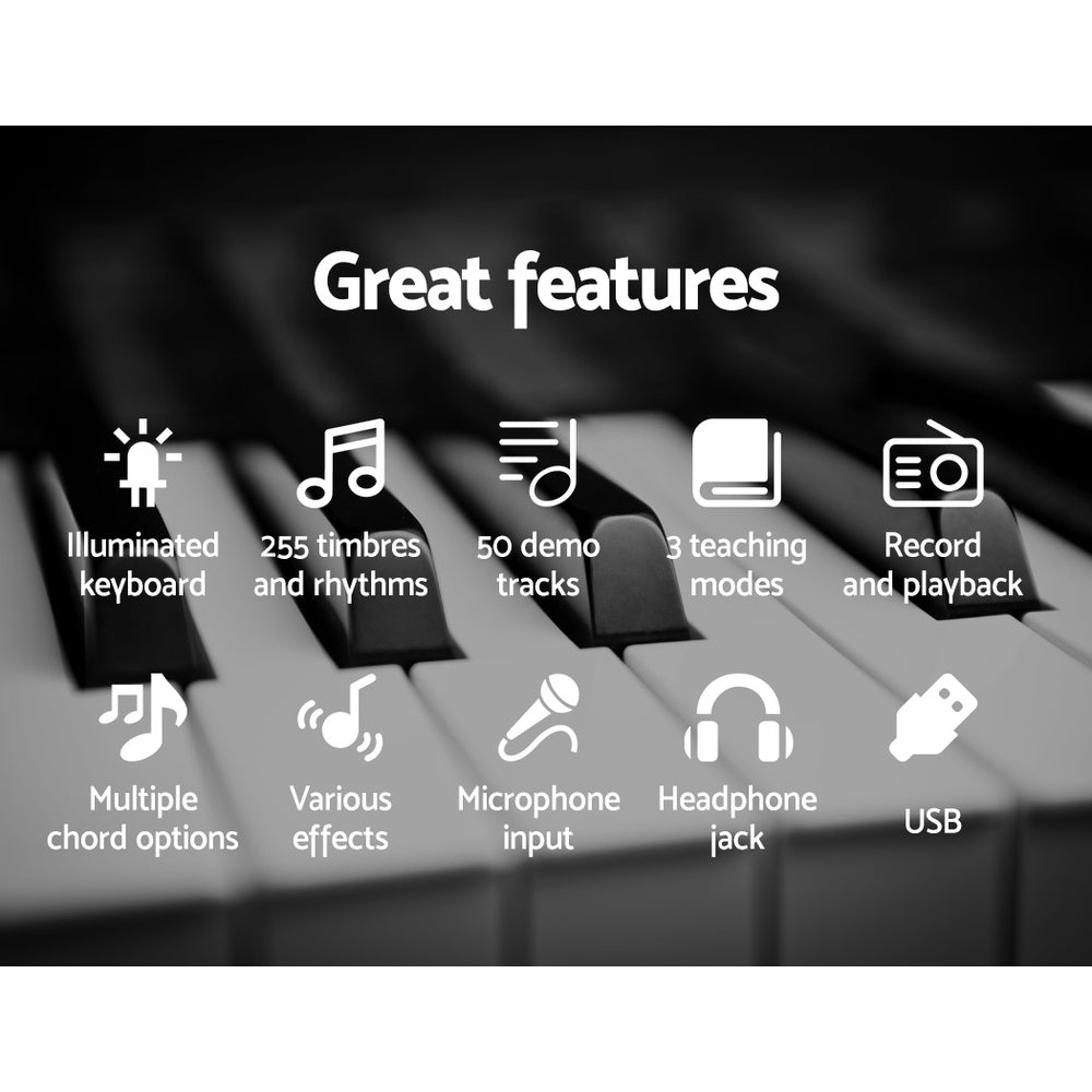 61 Keys Electronic Piano Keyboard Digital Electric W/ Stand Stool Lighted