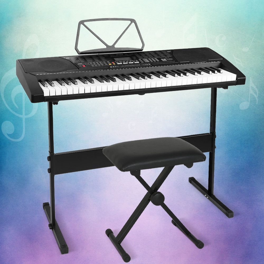 61 Keys Electronic Piano Keyboard Digital Electric W/ Stand Stool Lighted