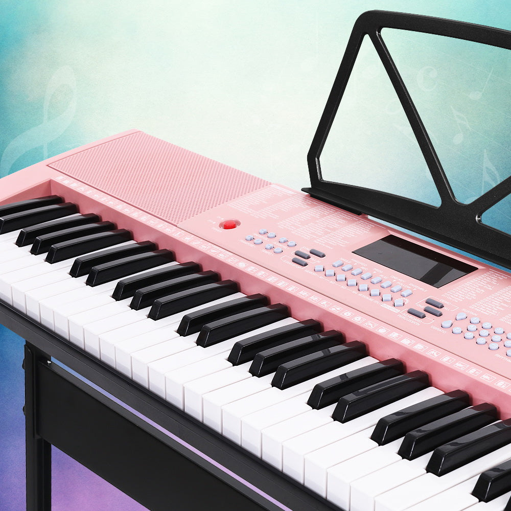 61 Keys Electronic Piano Keyboard Digital Electric W/ Stand Lighted Pink