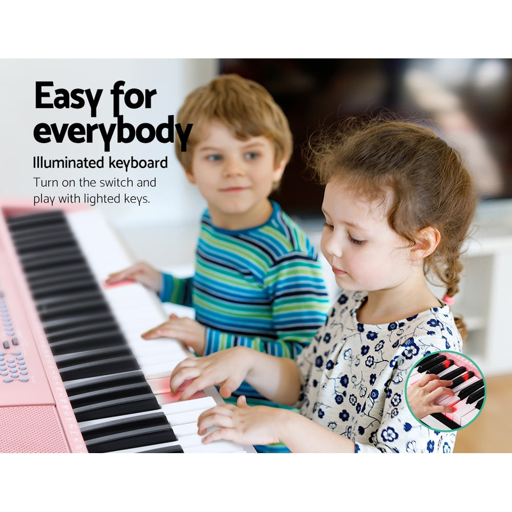 61 Keys Electronic Piano Keyboard Digital Electric W/ Stand Lighted Pink