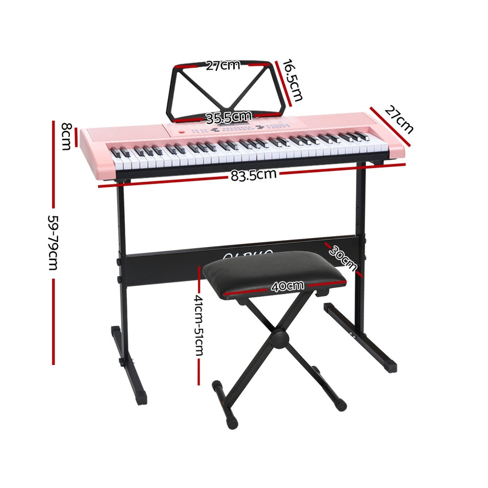 61 Keys Electronic Piano Keyboard Digital Electric W/ Stand Stool Pink