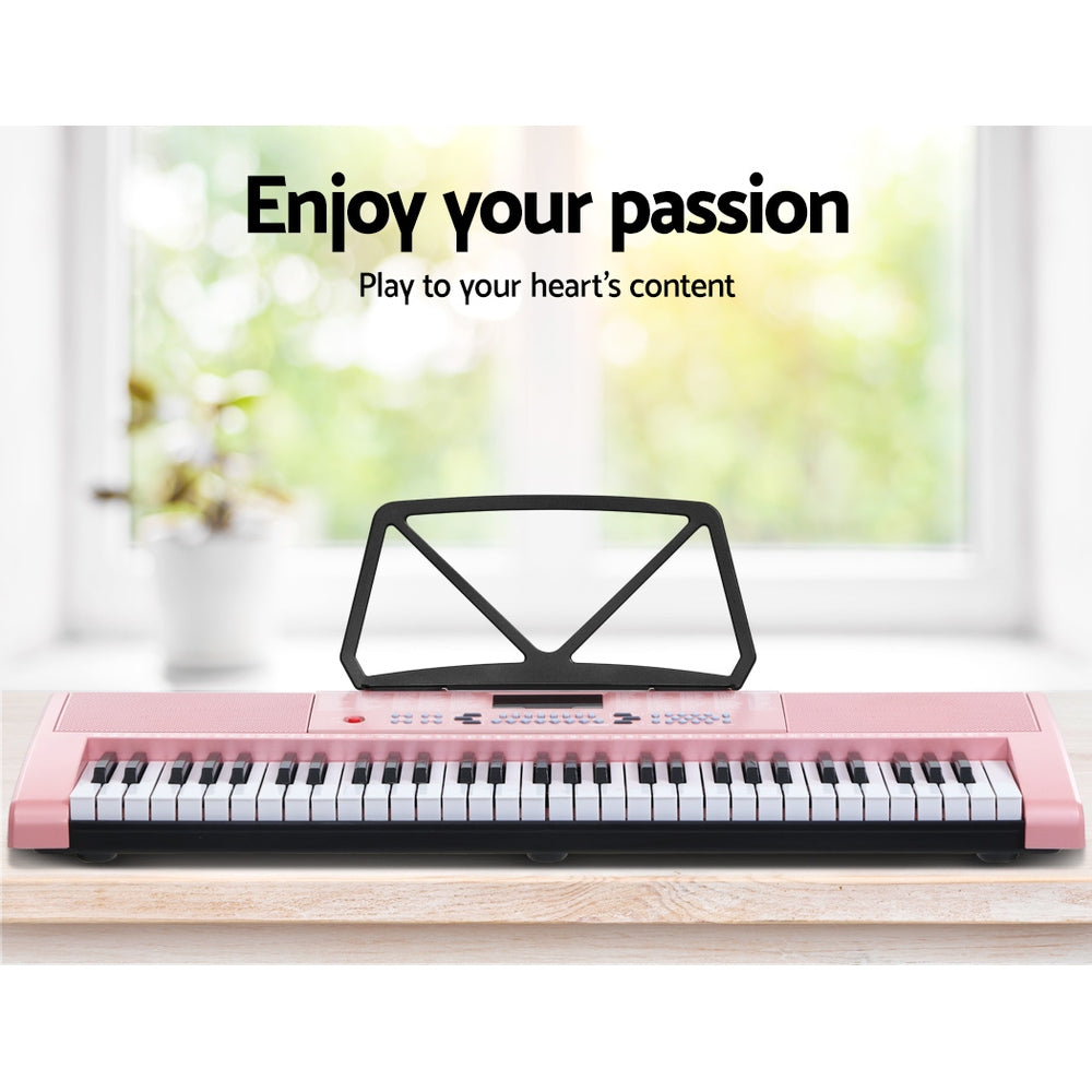 61 Keys Electronic Piano Keyboard Digital Electric W/ Stand Stool Pink