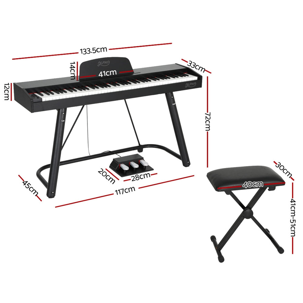 88 Keys Electronic Piano Keyboard Digital Electric Stand Stool Weighted