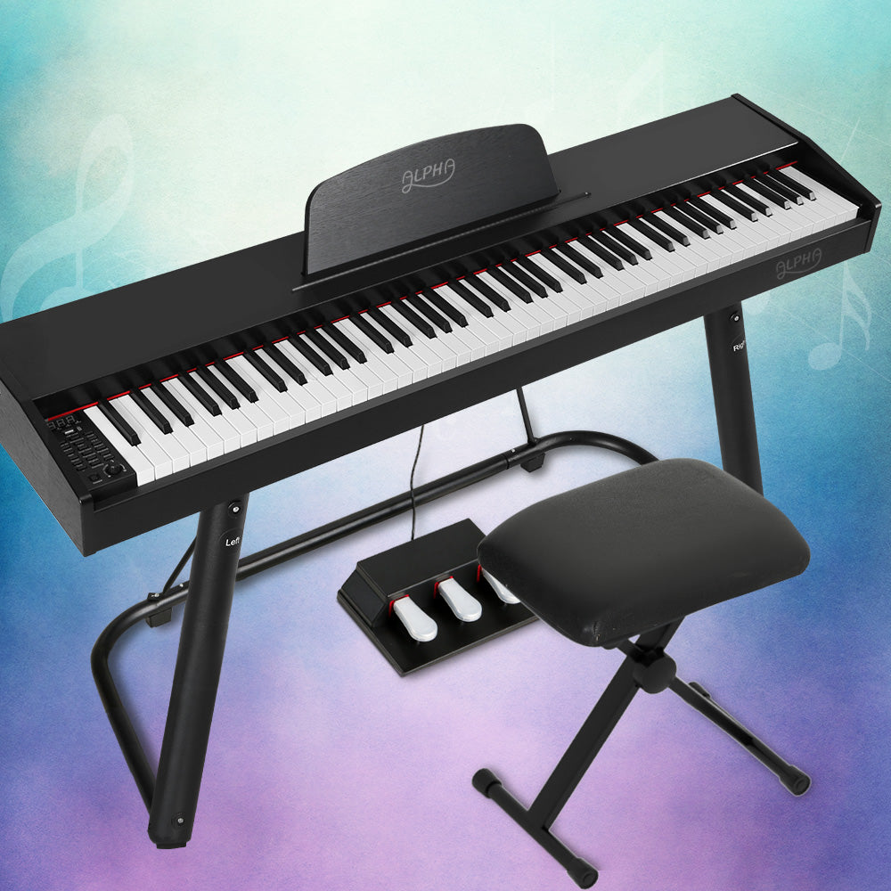 88 Keys Electronic Piano Keyboard Digital Electric Stand Stool Weighted